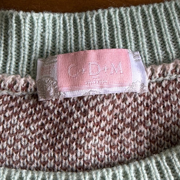 C+D+M Collection Women’s Mint Green Leopard Print Knit Sweater Size Large - Picture 4 of 9